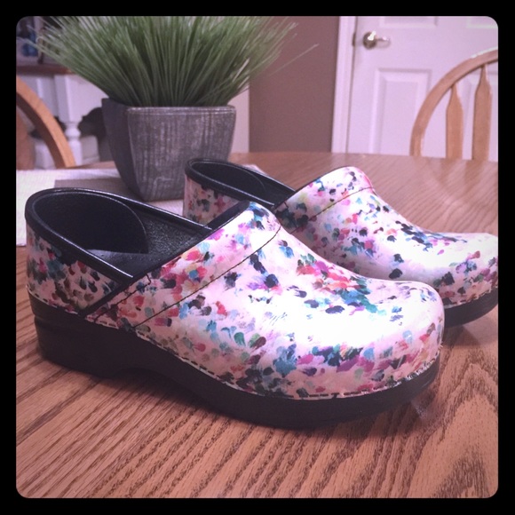 dansko multicolor clogs